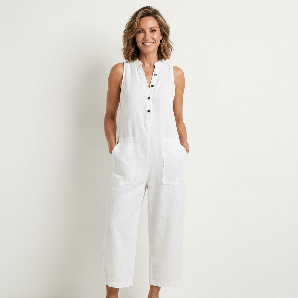 Luciana | Sleeveless Linen-Blend Jumpsuit