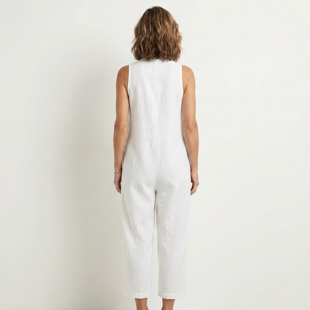 Luciana | Sleeveless Linen-Blend Jumpsuit