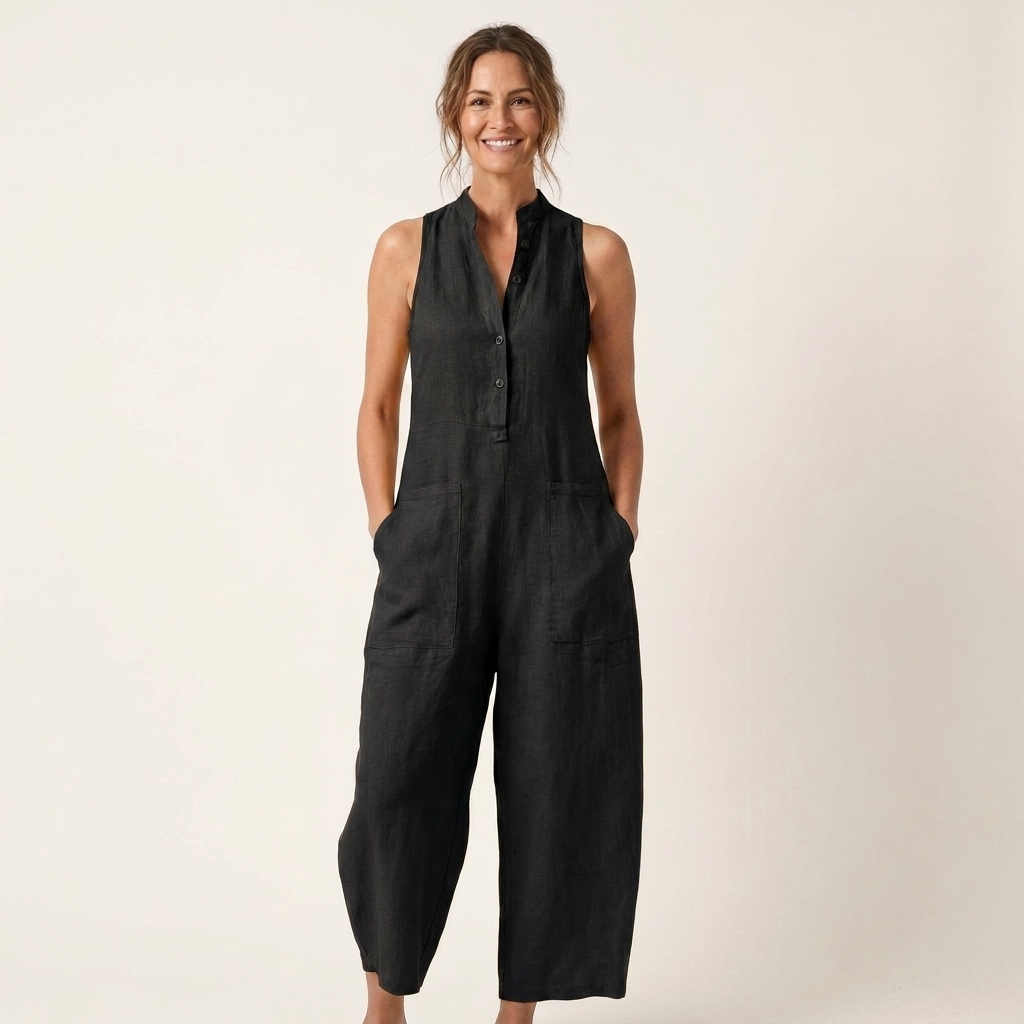 Luciana | Sleeveless Linen-Blend Jumpsuit