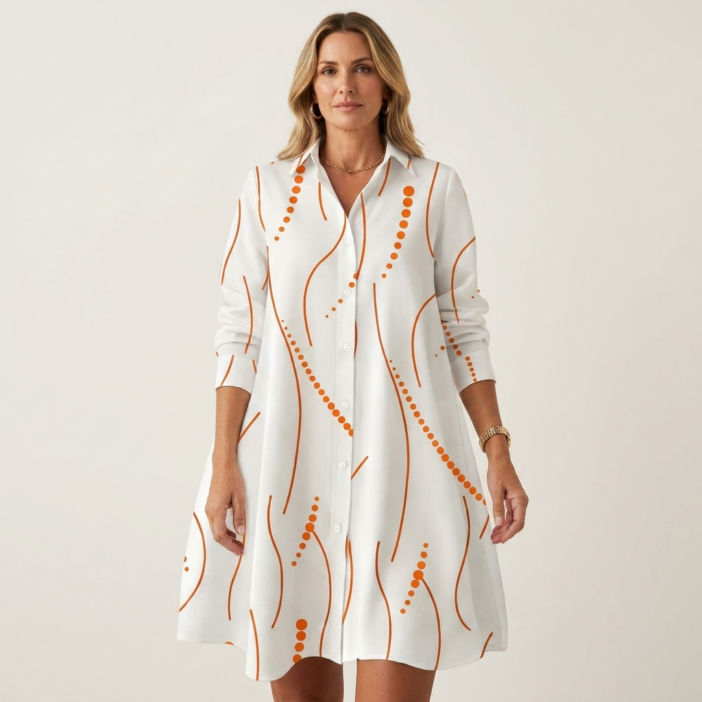 Rita | Abstract Print Shirt Dress