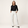 Melinda | High-Waisted Wide-Leg Pants with Button Tab Detail