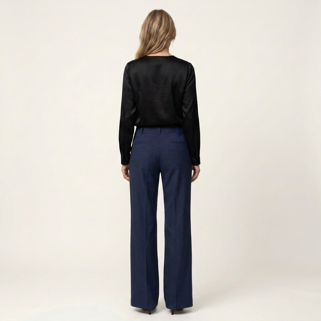 Melinda | High-Waisted Wide-Leg Pants with Button Tab Detail