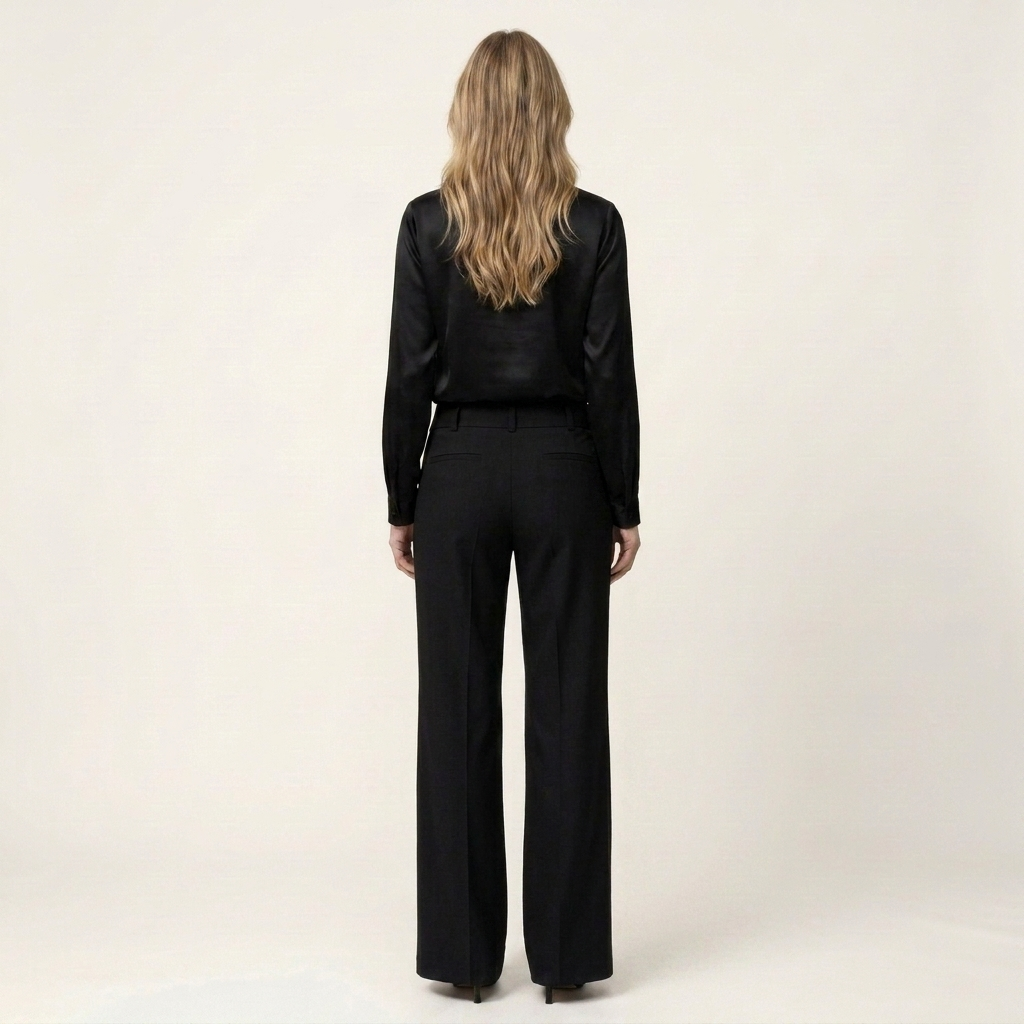 Melinda | High-Waisted Wide-Leg Pants with Button Tab Detail