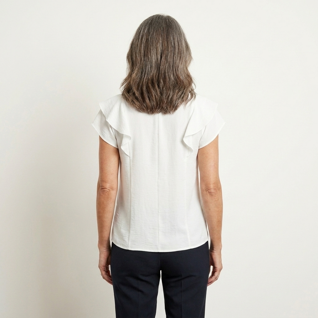 Marelia | Cascading Ruffle V-Neck Blouse with Cap Sleeves