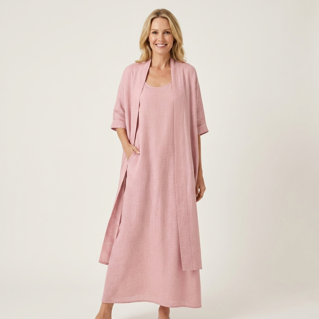 Firenzia | Two-Piece Cotton Tank Dress and Long Duster Set