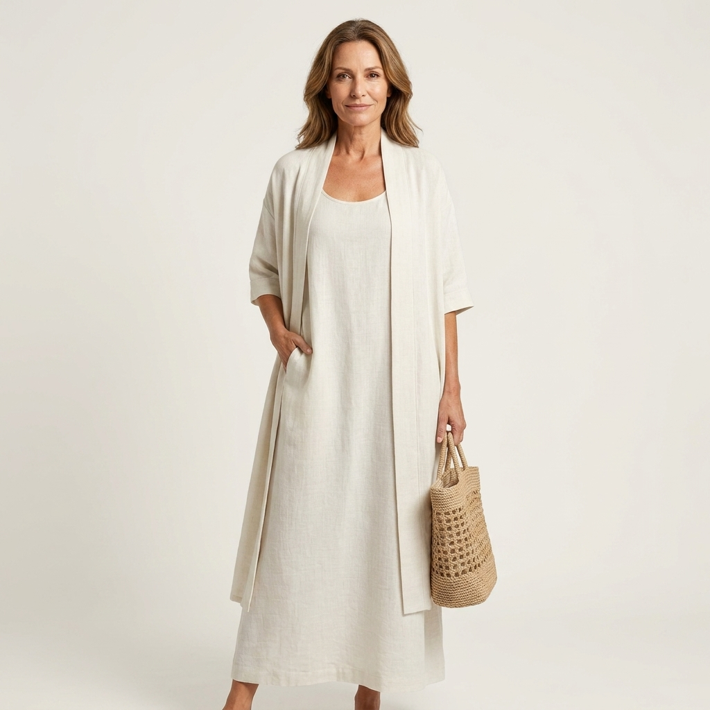 Firenzia | Two-Piece Cotton Tank Dress and Long Duster Set
