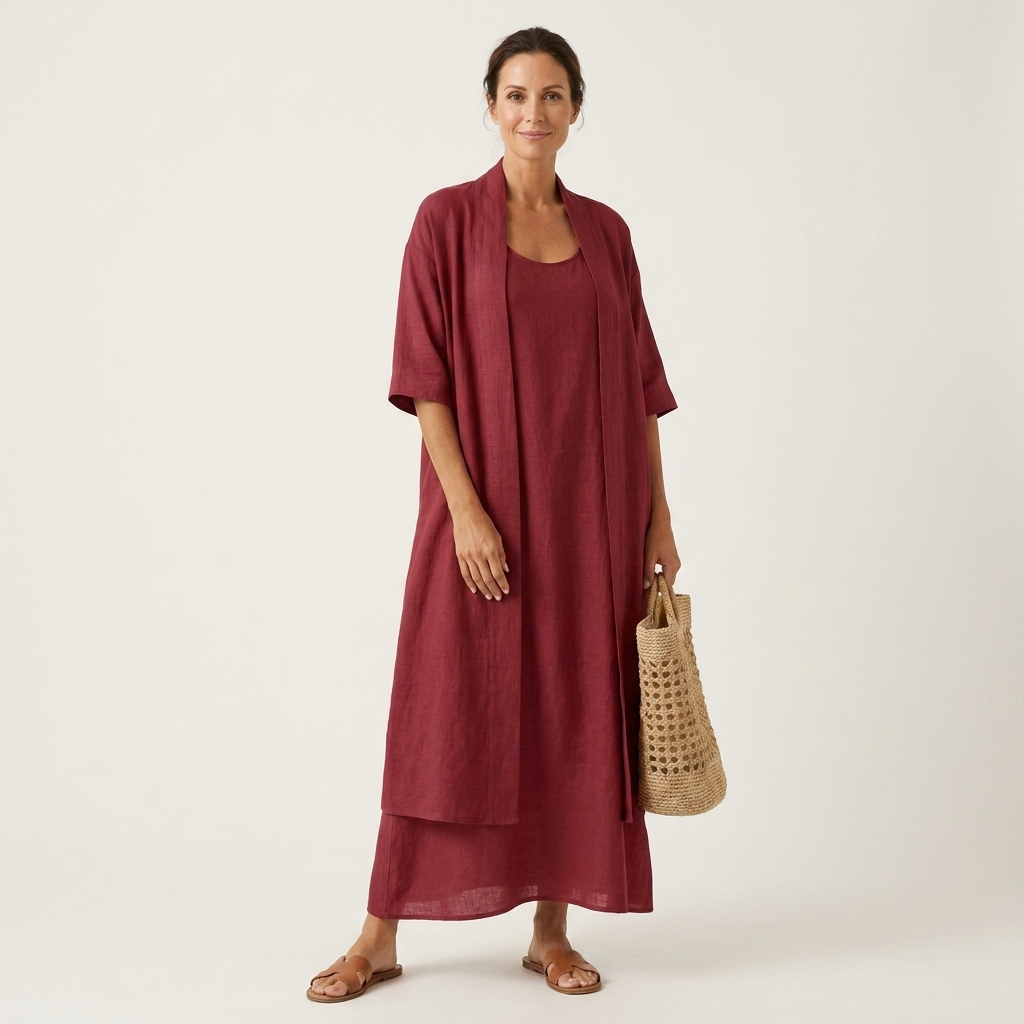 Firenzia | Two-Piece Cotton Tank Dress and Long Duster Set