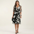 Maxima | Floral Mesh Overlay Midi Dress
