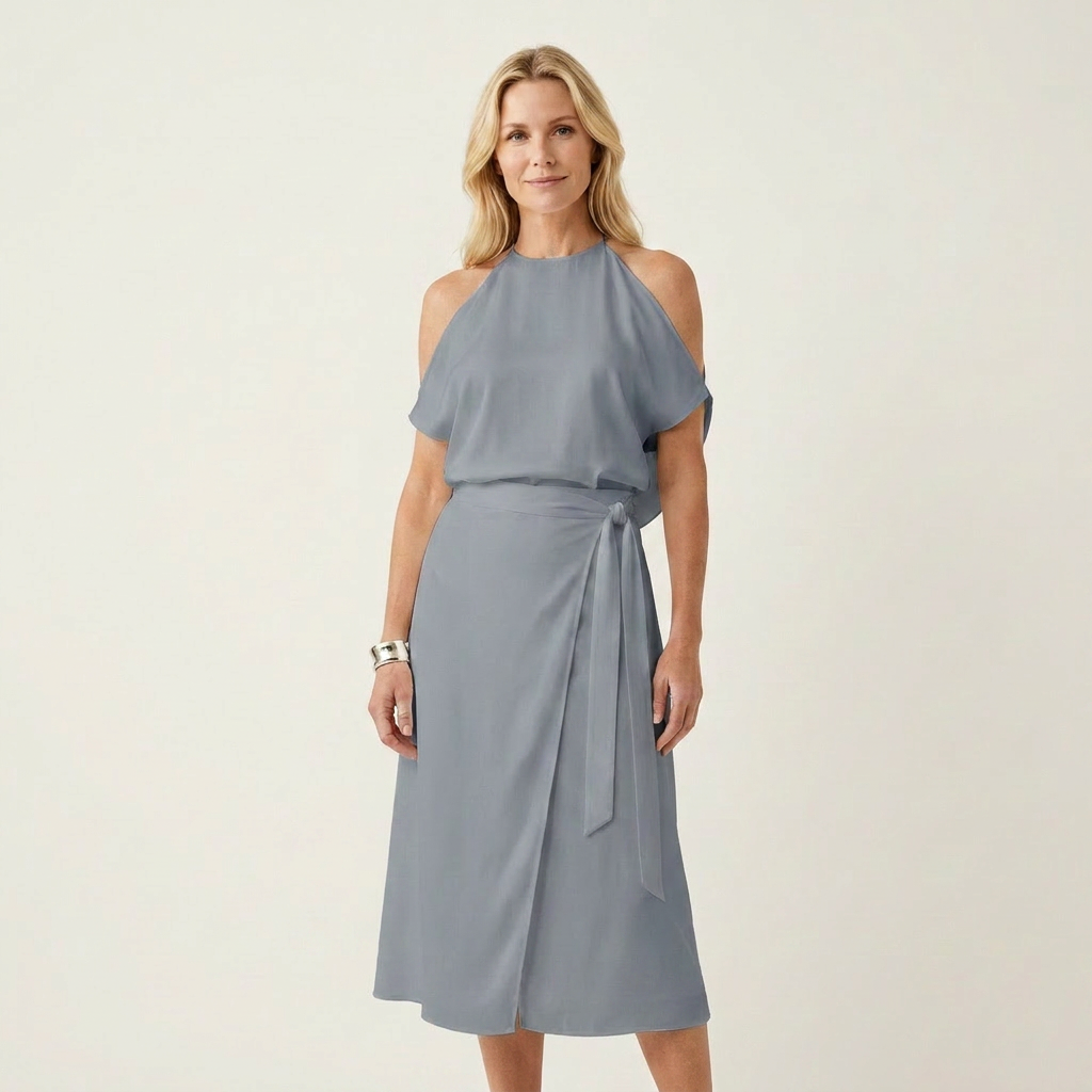 Roselda | Chiffon Halter Midi Dress