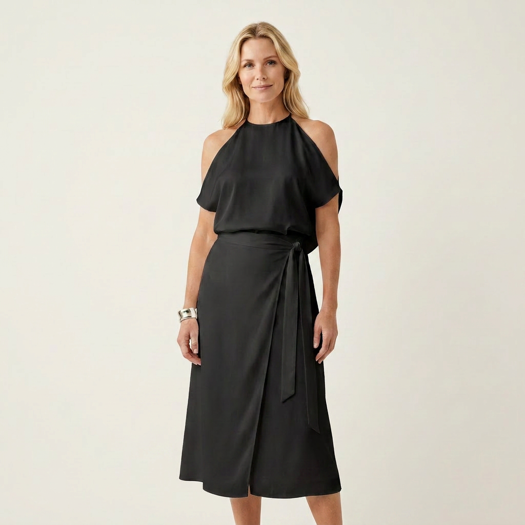Roselda | Chiffon Halter Midi Dress