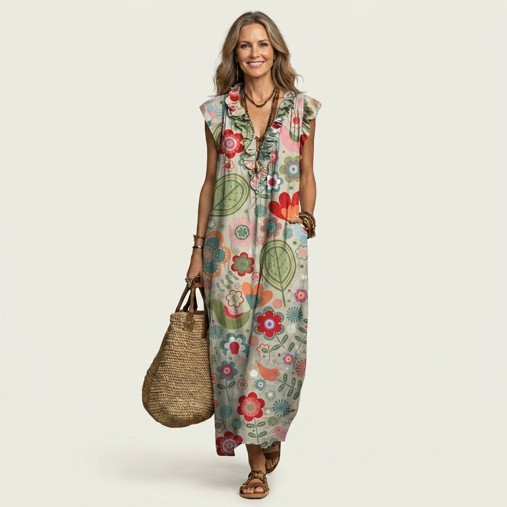 Josette | Ruffle V-Neck Maxi Dress 3