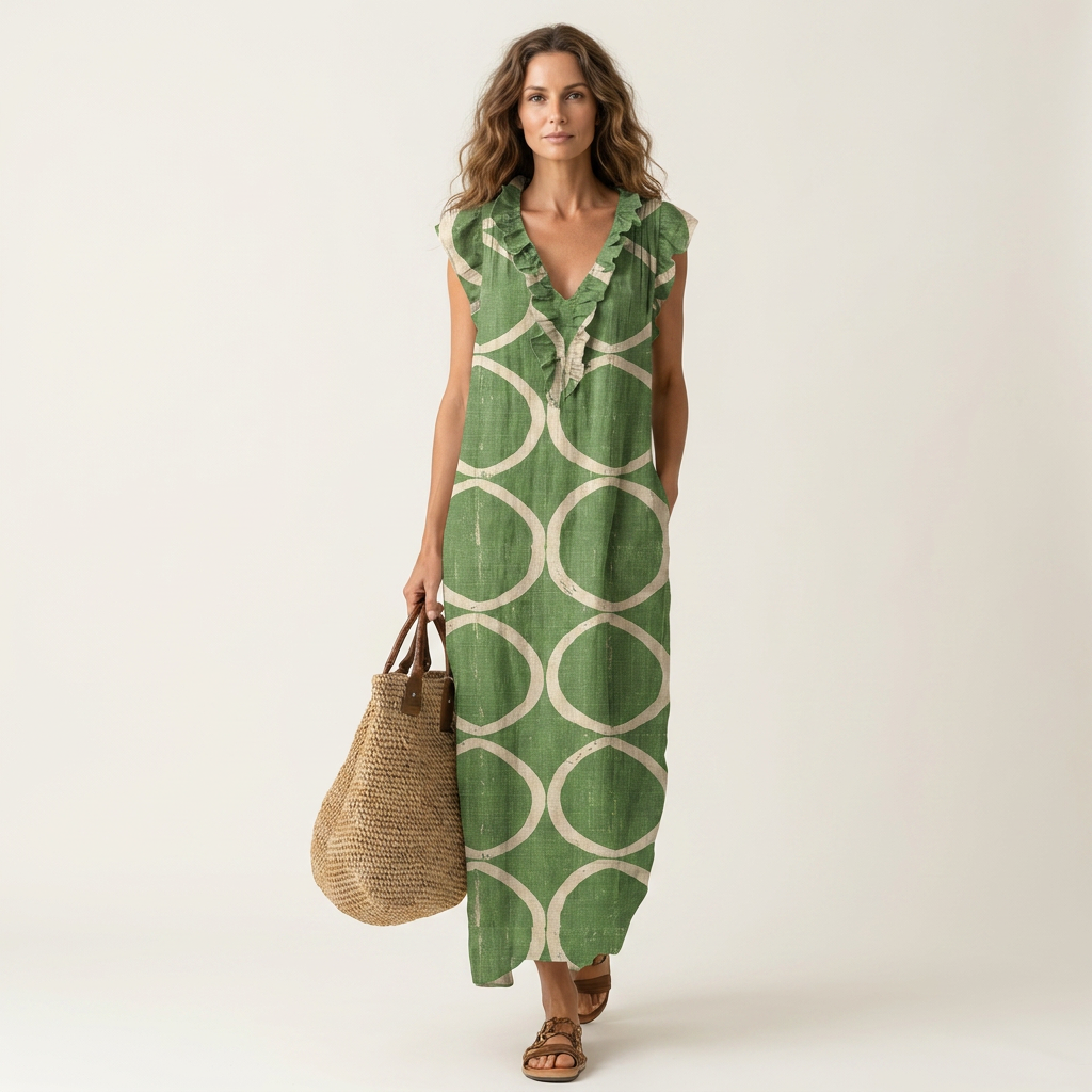 Josette | Ruffle V-Neck Maxi Dress 10