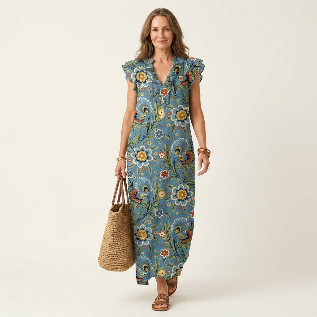 Josette | Ruffle V-Neck Maxi Dress 18