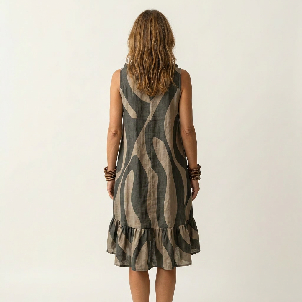 Trish | Abstract Swirl Print Chiffon V-Neck Dress