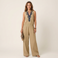 Arienne | Cotton-Linen Sleeveless Wide-Leg Jumpsuit