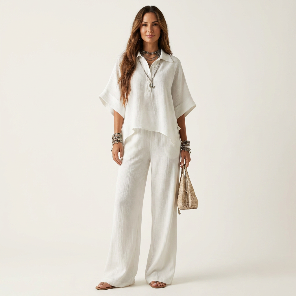 Eriola | Cotton-Blend Gauze Two-Piece Set