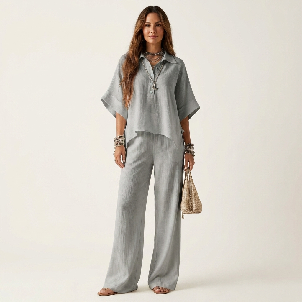 Eriola | Cotton-Blend Gauze Two-Piece Set