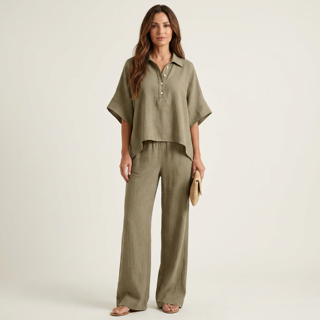 Eriola | Cotton-Blend Gauze Two-Piece Set