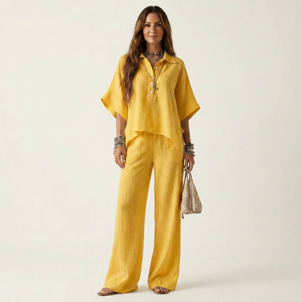 Eriola | Cotton-Blend Gauze Two-Piece Set