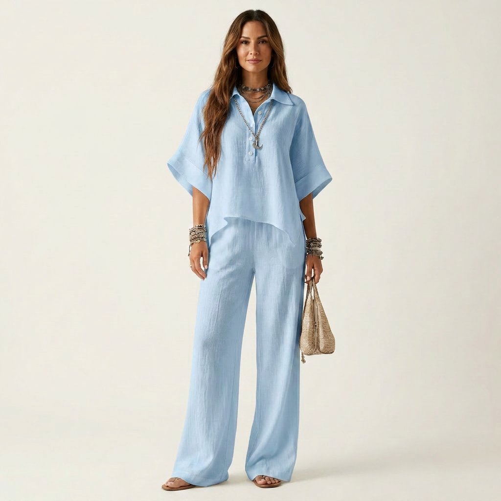 Eriola | Cotton-Blend Gauze Two-Piece Set