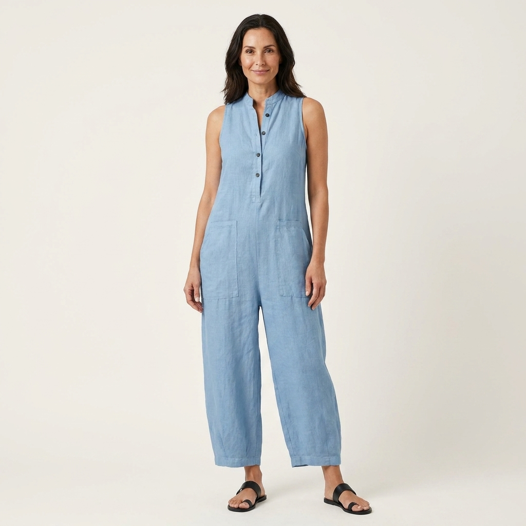 Luciana | Sleeveless Linen-Blend Jumpsuit
