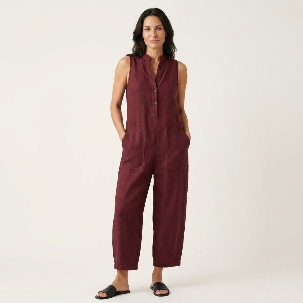 Luciana | Sleeveless Linen-Blend Jumpsuit