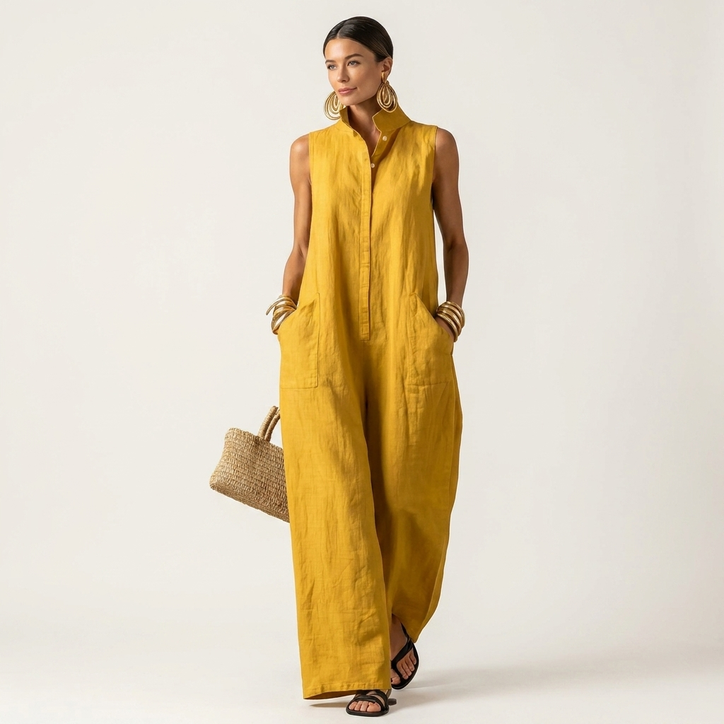 Marisol | Cotton-Linen Sleeveless Jumpsuit