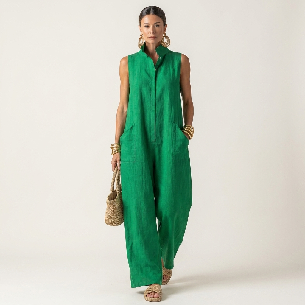 Marisol | Cotton-Linen Sleeveless Jumpsuit