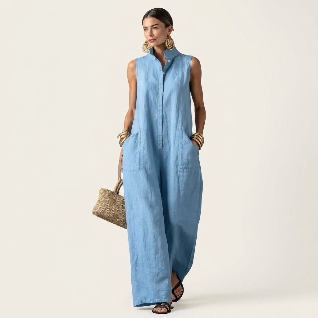 Marisol | Cotton-Linen Sleeveless Jumpsuit