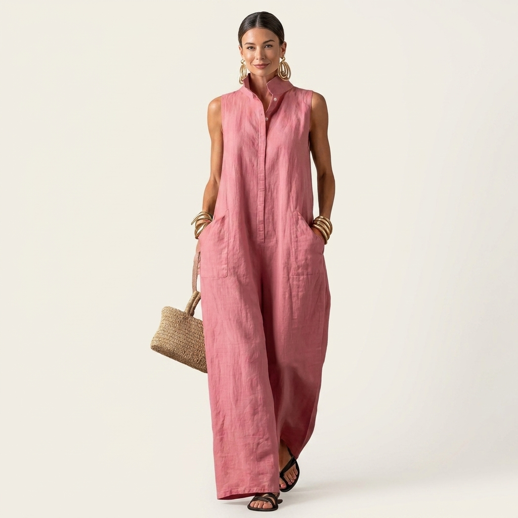 Marisol | Cotton-Linen Sleeveless Jumpsuit