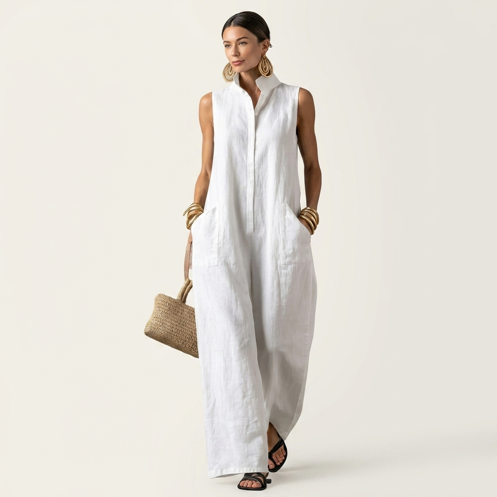 Marisol | Cotton-Linen Sleeveless Jumpsuit