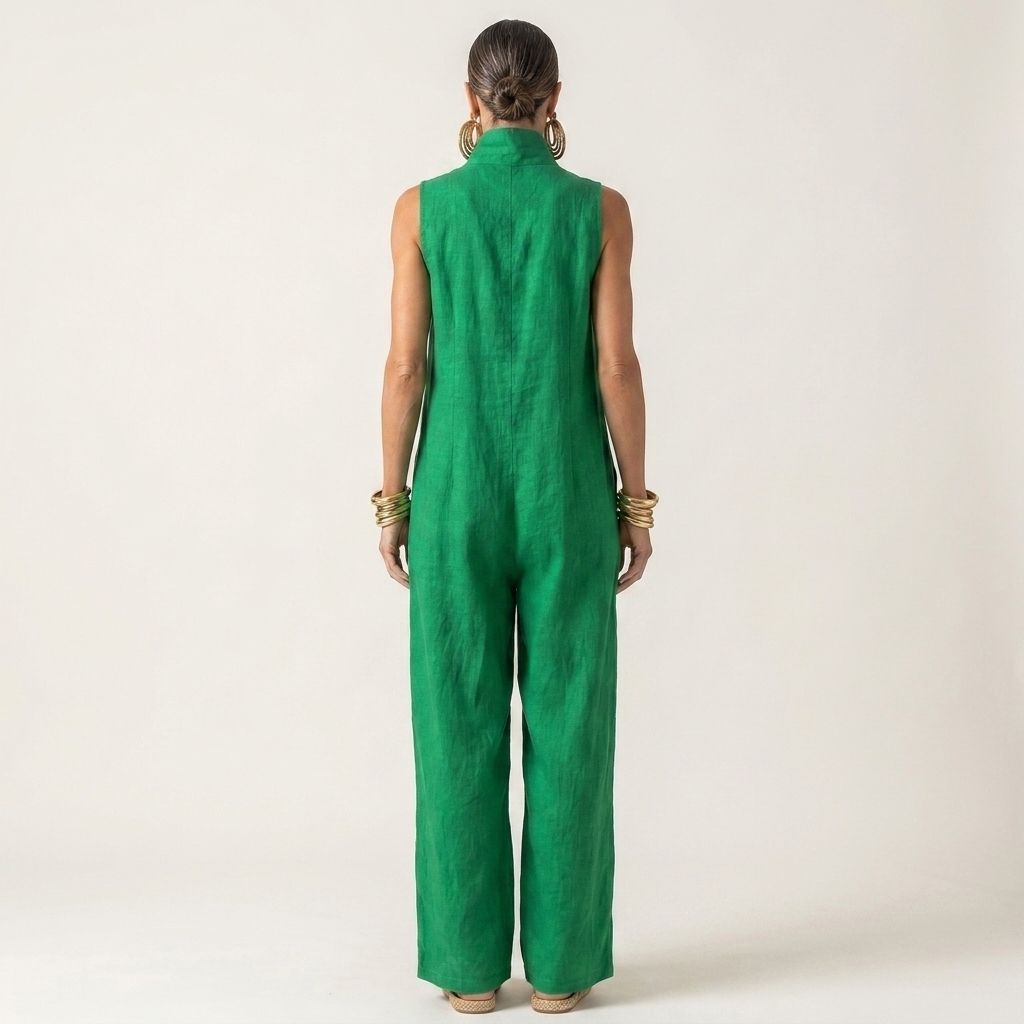 Marisol | Cotton-Linen Sleeveless Jumpsuit