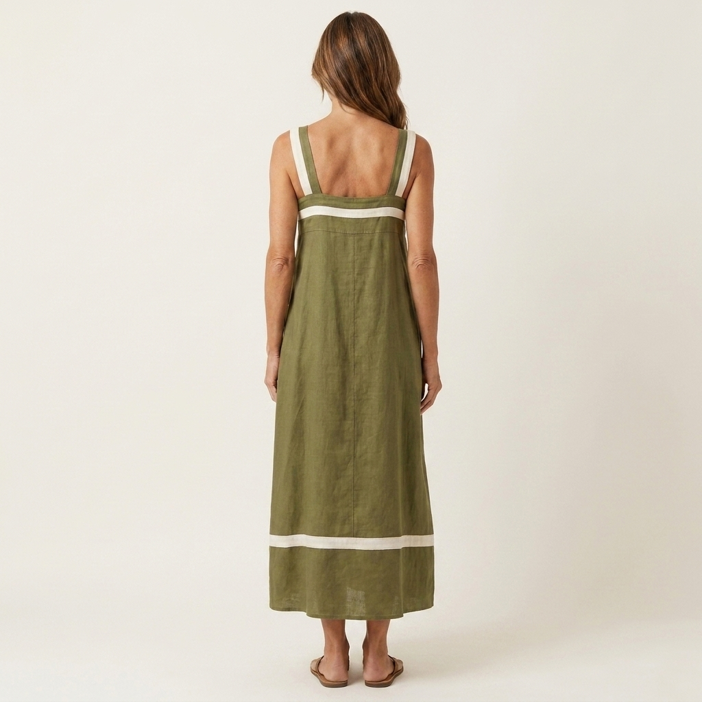 Saoirse | Cotton-Linen Maxi Dress With Square Neck