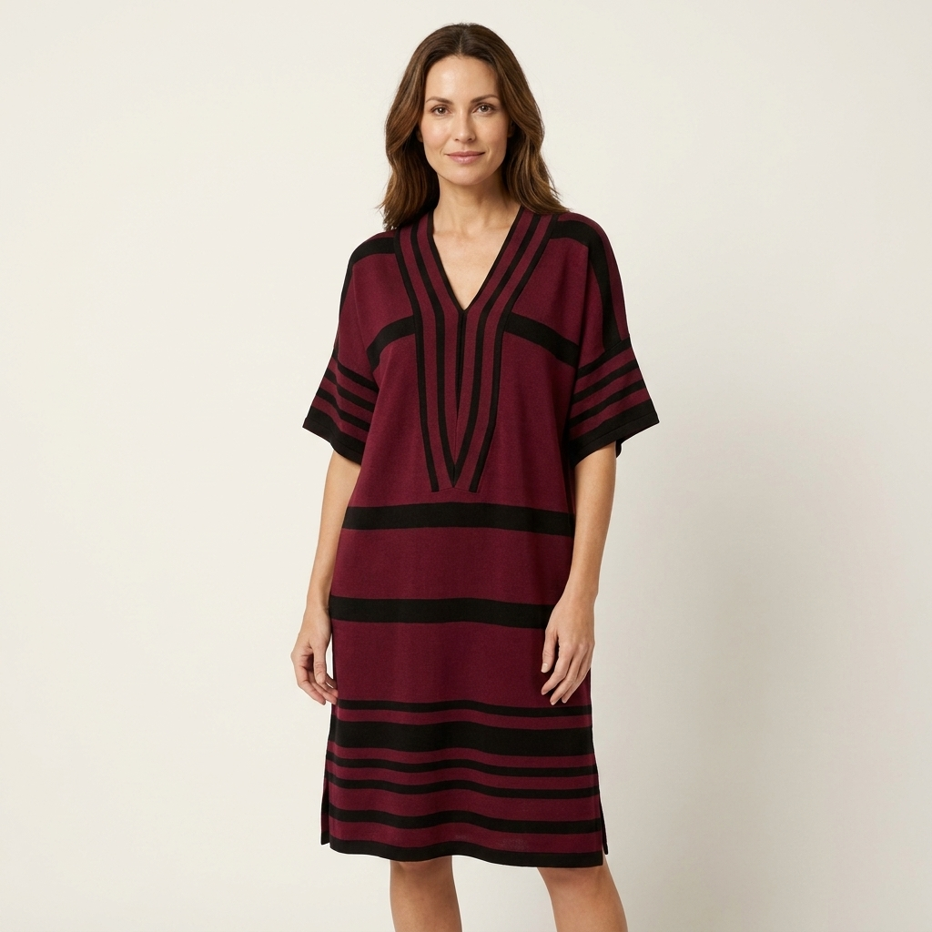 Inah | Cotton-Blend Striped Tunic Dress With V-Neck