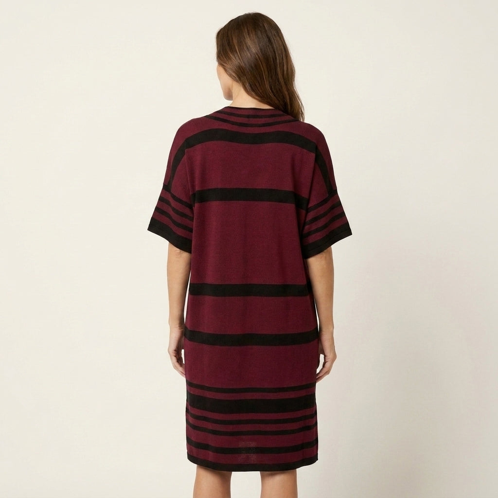 Inah | Cotton-Blend Striped Tunic Dress With V-Neck
