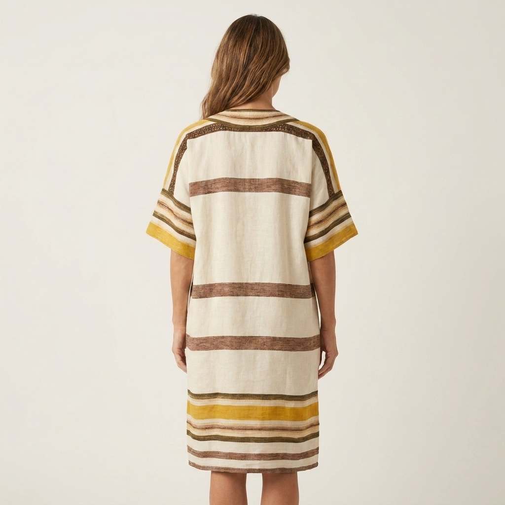 Inah | Cotton-Blend Striped Tunic Dress With V-Neck