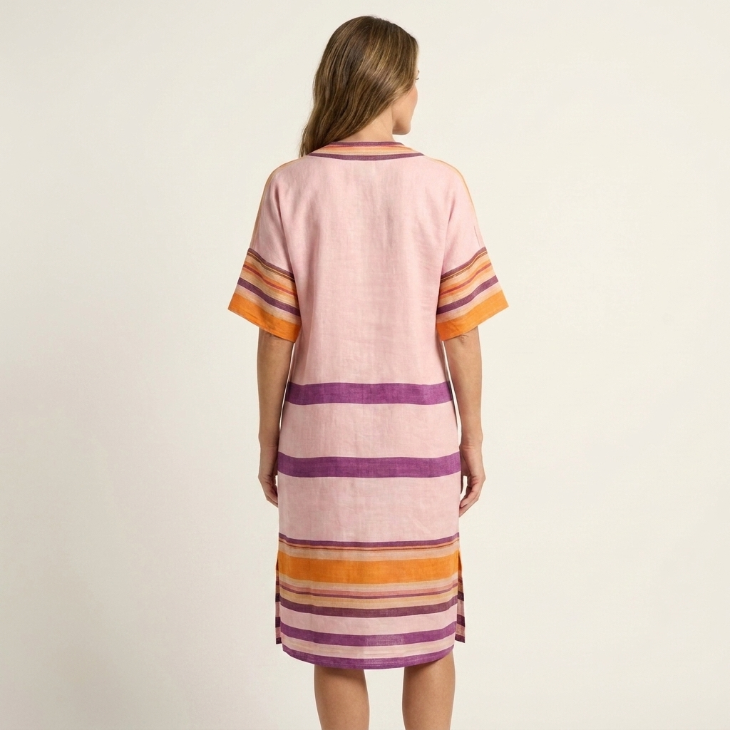 Inah | Cotton-Blend Striped Tunic Dress With V-Neck