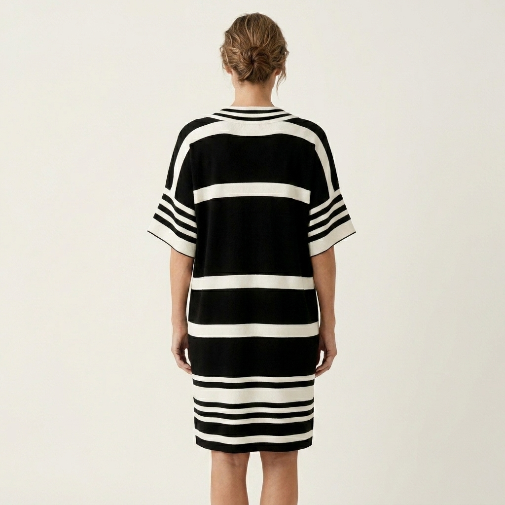 Inah | Cotton-Blend Striped Tunic Dress With V-Neck