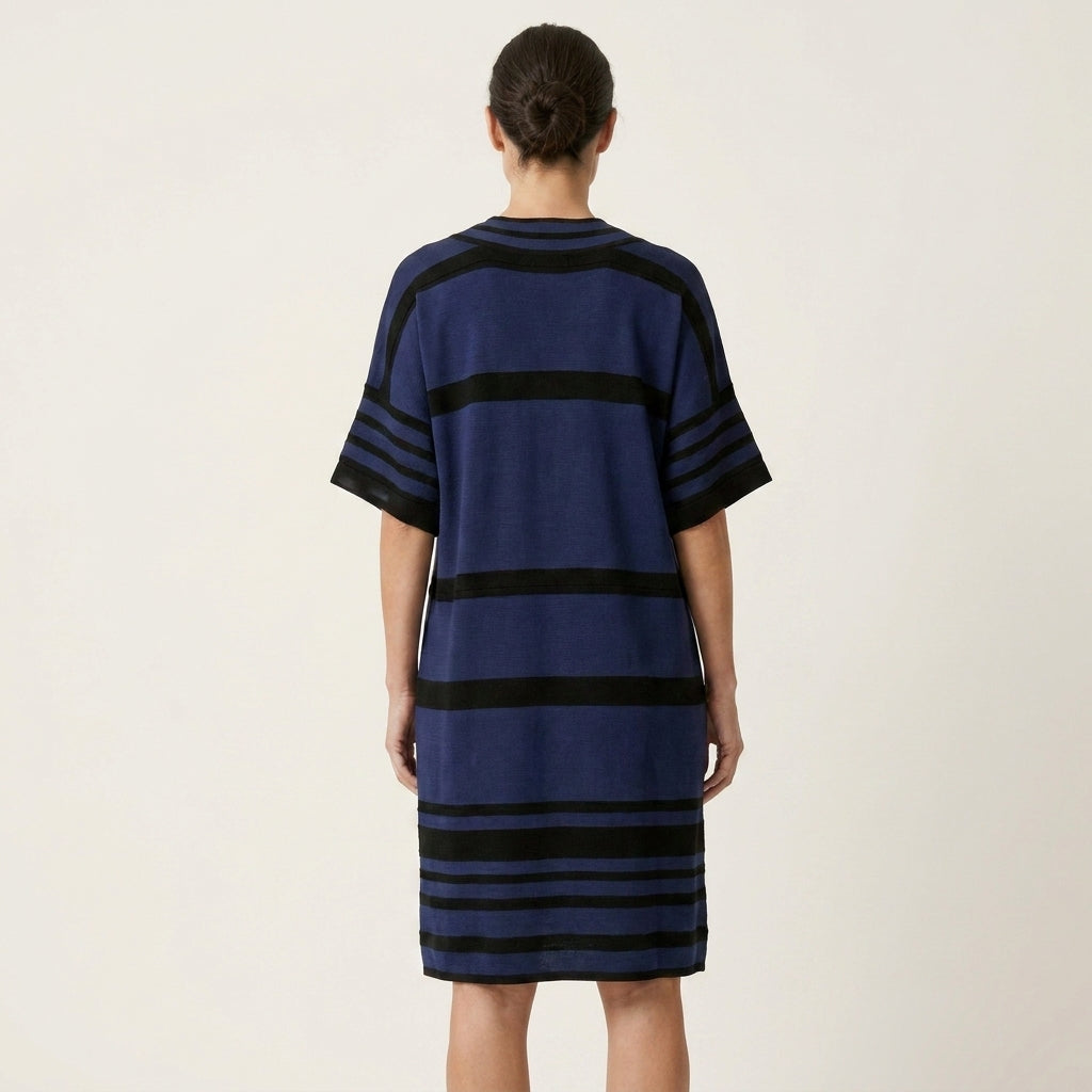 Inah | Cotton-Blend Striped Tunic Dress With V-Neck