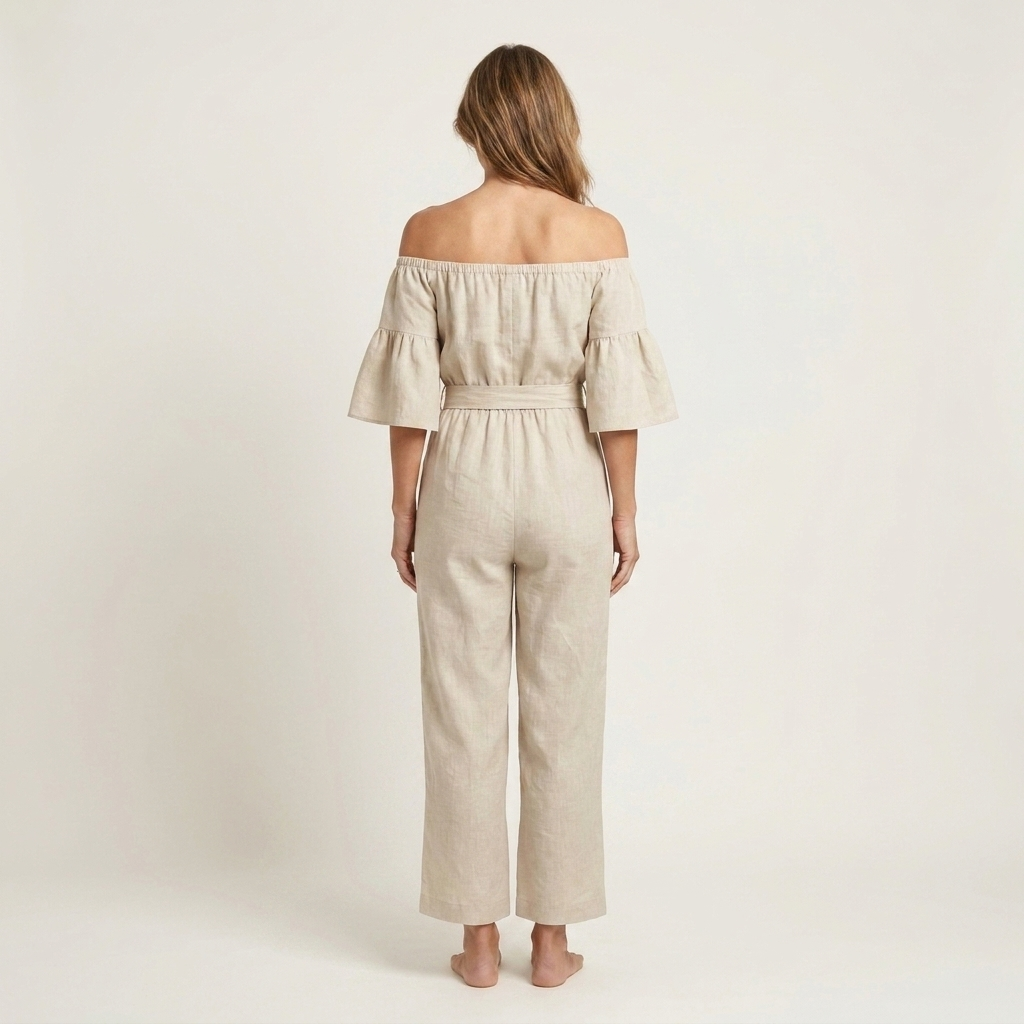 Carielle | Cotton Rib-Knit Off-Shoulder Jumpsuit