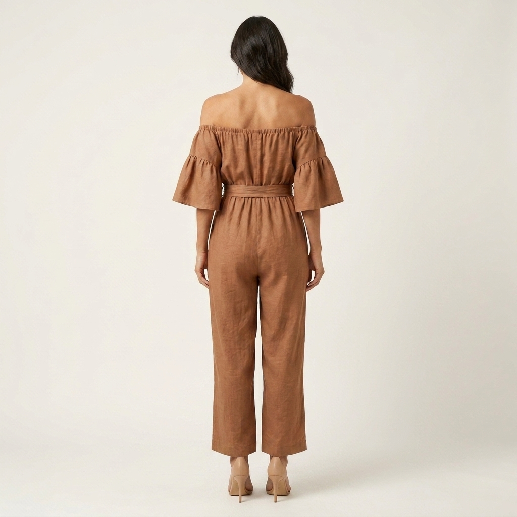 Carielle | Cotton Rib-Knit Off-Shoulder Jumpsuit