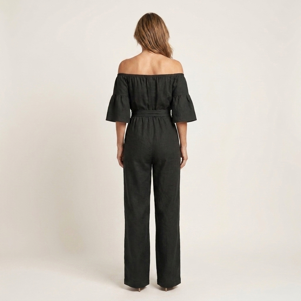 Carielle | Cotton Rib-Knit Off-Shoulder Jumpsuit