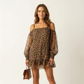 Liandra | Leopard Chiffon Off-Shoulder Mini Dress