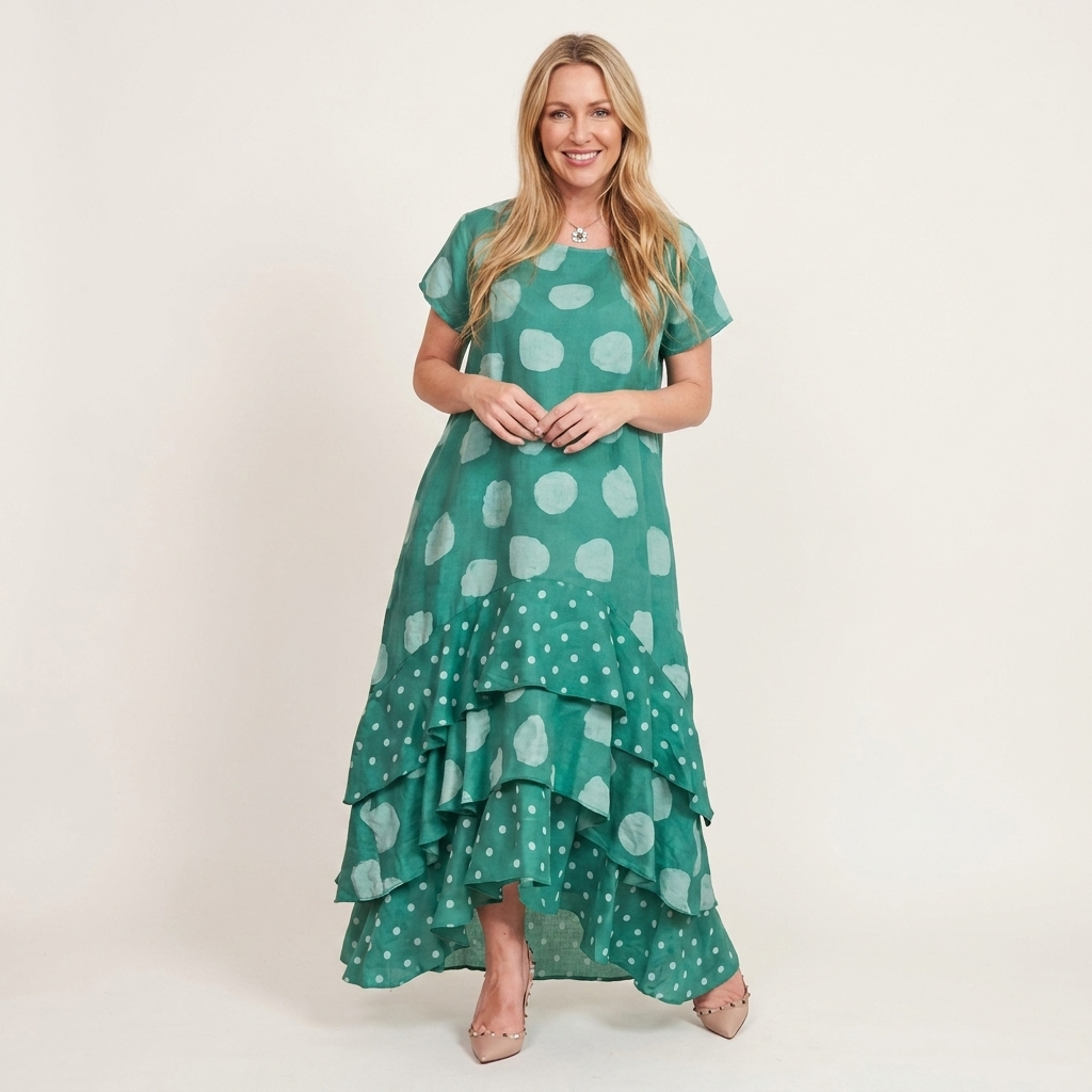 Samya | Cotton-Blend Polka Dot Maxi Dress With Tiered Ruffle Hem