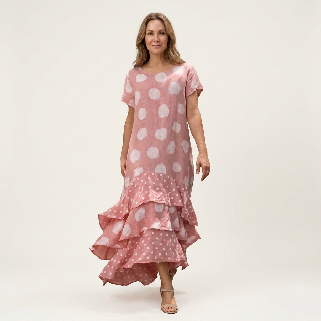 Samya | Cotton-Blend Polka Dot Maxi Dress With Tiered Ruffle Hem