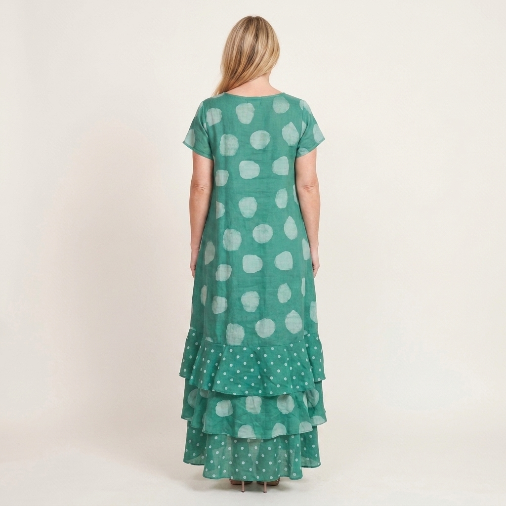 Samya | Cotton-Blend Polka Dot Maxi Dress With Tiered Ruffle Hem