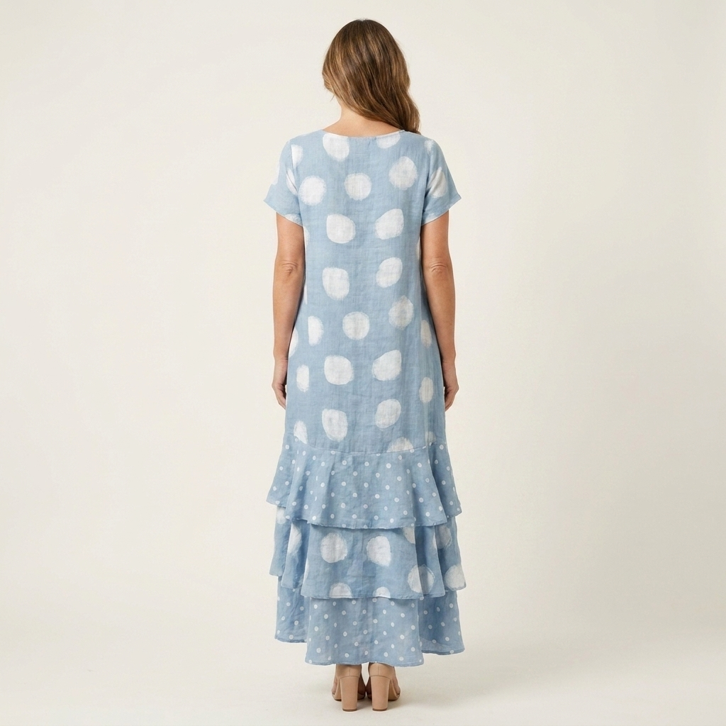 Samya | Cotton-Blend Polka Dot Maxi Dress With Tiered Ruffle Hem