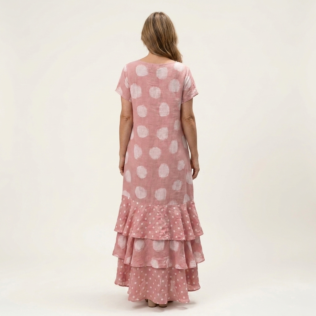 Samya | Cotton-Blend Polka Dot Maxi Dress With Tiered Ruffle Hem
