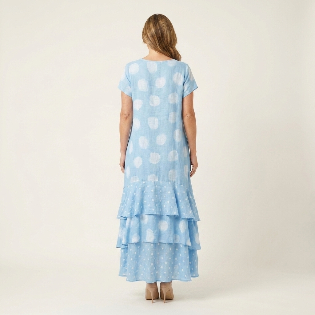 Samya | Cotton-Blend Polka Dot Maxi Dress With Tiered Ruffle Hem