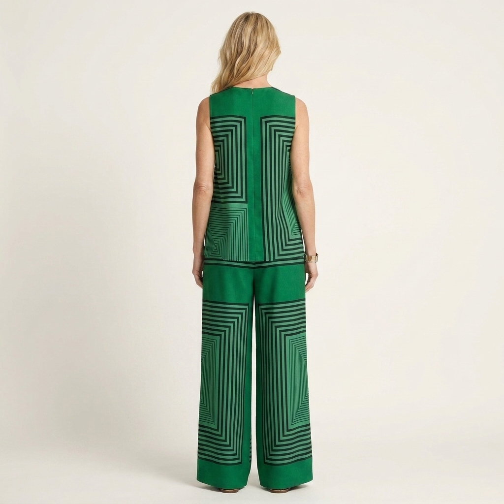 Samia | Cotton-Blend Two-Piece Set With Sleeveless Top And Wide-Leg Pants